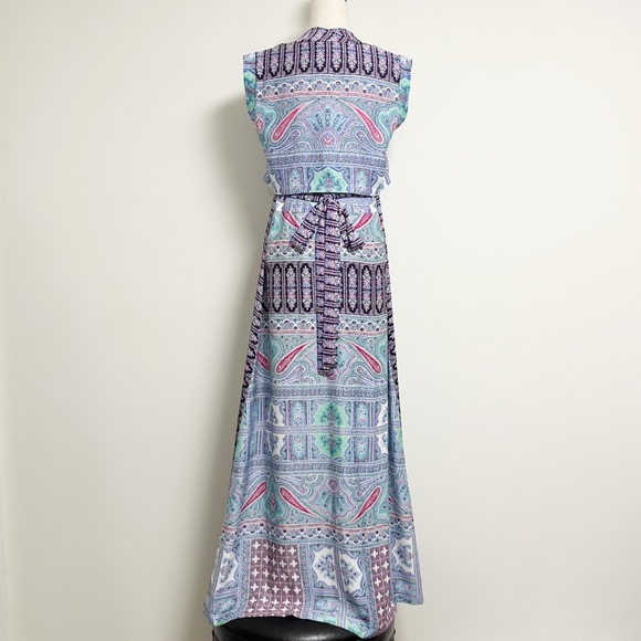 BCBGMaxazria White Purple Kyla Plum Berry Sleeveless Back Tie Maxi Dress Small - Picture 6 of 10